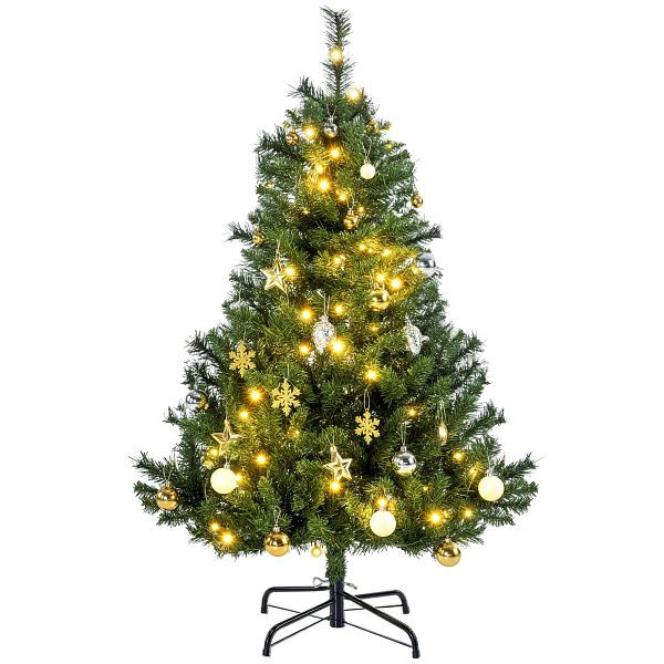 HOMCOM Weihnachtsbaum Christbaum Kunsttanne, 1,2m, LEDs, inkl. Stern, 75 cm x 75 cm x 120 cm, Grün, 830-185V01