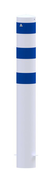 Schake Rammschutzpoller Ø 193 mm, mit 3 blau reflektierenden Streifen, weiß pulverbeschichtet, 4L191BSBL