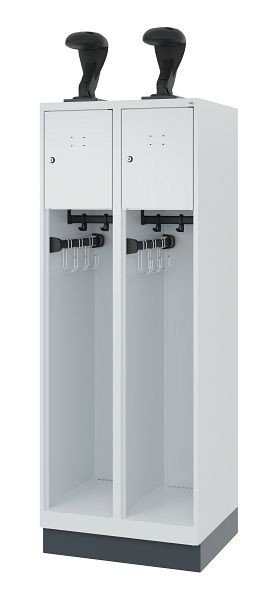 C+P Feuerwehrspind Evolo, Modell YOUNGSTER, 2 Abteile, H1530xB600xT500 mm, Lichtgrau, Sockel, 0490015-20 S10009