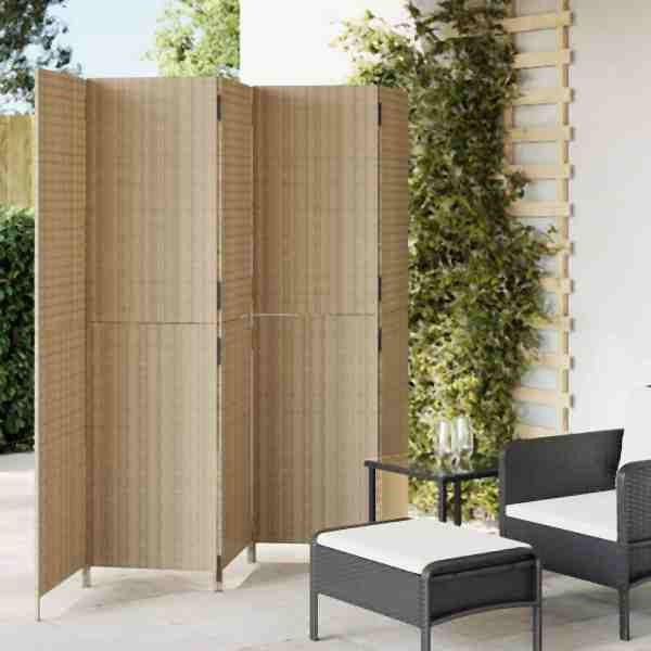 vidaXL Paravent 5-tlg. Beige Poly Rattan, 365351, 8721012243934