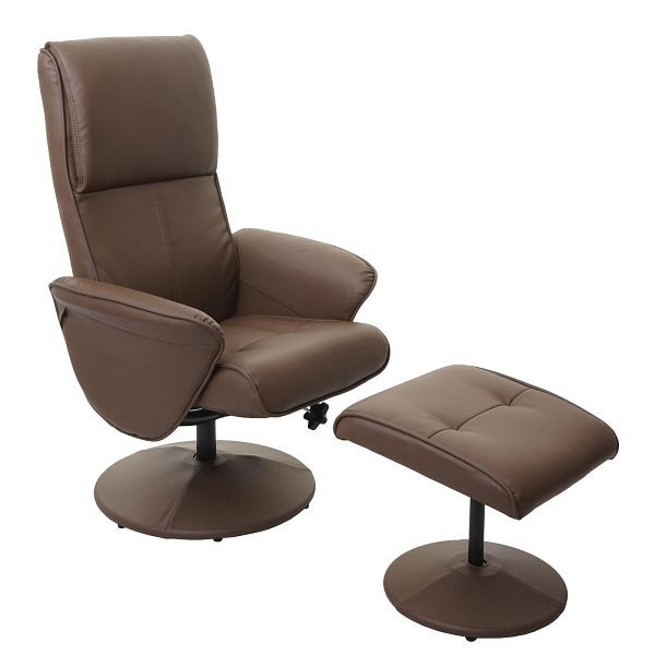 Mendler Relaxsessel Helsinki, Fernsehsessel Relaxliege TV-Sessel mit Hocker, Kunstleder, taupe, 74599