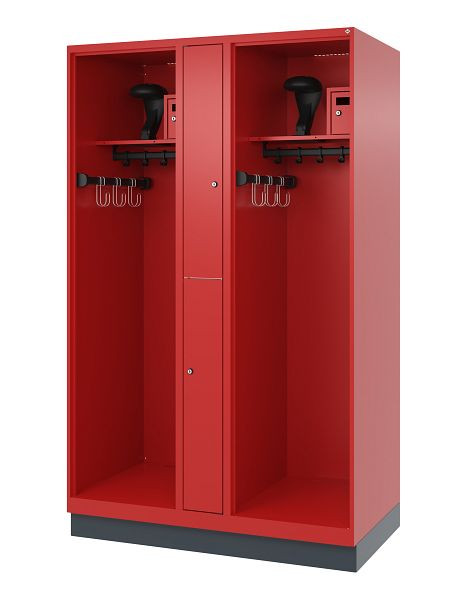 C+P Feuerwehrspind Evolo, Modell MAXI, 2 Abteile, H1950B1200T600 mm, Feuerrot, Sockel, 0496315-020 S10011