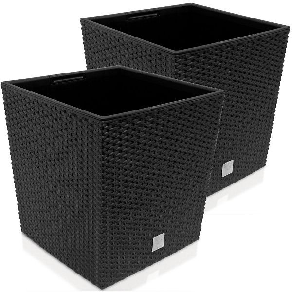 DEUBA Blumentopf Rato Low 2er-Set Anthrazit 32x32x33cm, 993437