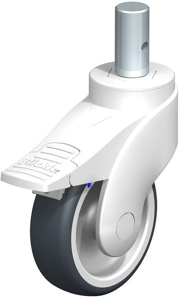 Blickle LWKX-TPA 101G-FI-ZAX55 Kunststoff-Lenkrolle WAVE, rostfrei, mit Zapfen & Feststeller, Thermoplastisches Gummi-Elastomer, Grau, 752188