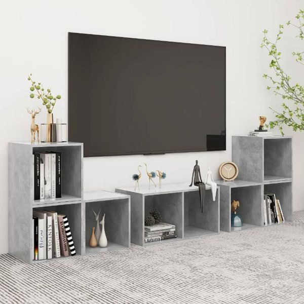 vidaXL 6-teilig TV-Schrank-Set Betongrau Holzwerkstoff, 3080055