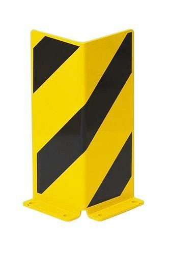 DENIOS Anfahrschutz-Winkel aus Stahl, L-Profil, Höhe 400 mm, Stärke 5 mm, gelb/schwarz, 248-457