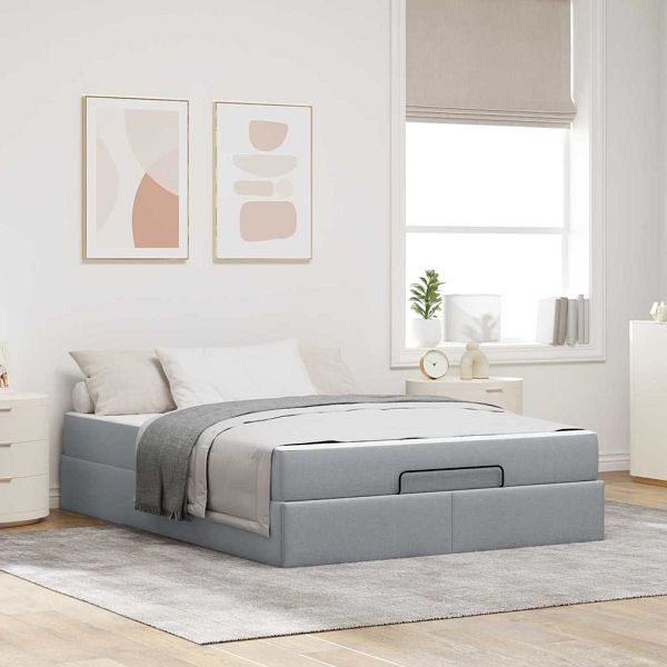 vidaXL Bettgestell mit Speicher Hellgrau 160 x 200 cm Stoff, 3399501