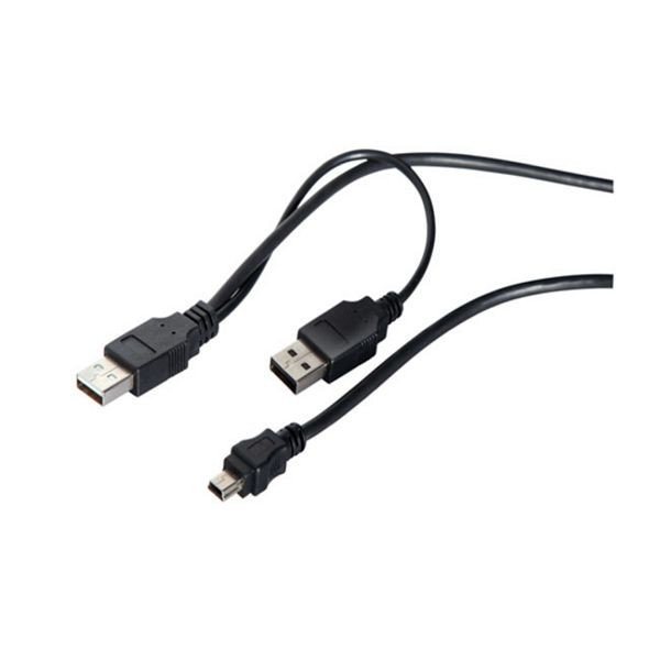 S-Conn USB-Y-Stromkabel, 2 x USB A-Stecker auf USB-B-Mini 5 pin Stecker, USB 2.0, 1,0m, 77151