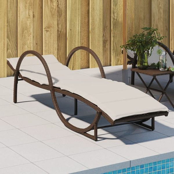 vidaXL Sonnenliege mit Auflage Braun 60x199x42 cm Poly Rattan, 368258