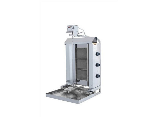 SGS Gastro Gas Dönergrill mit Motor oben, Gyrosgrill 3 Brenner Beweglich, max. 30 kg, inkl. Flügeltüren, DS246