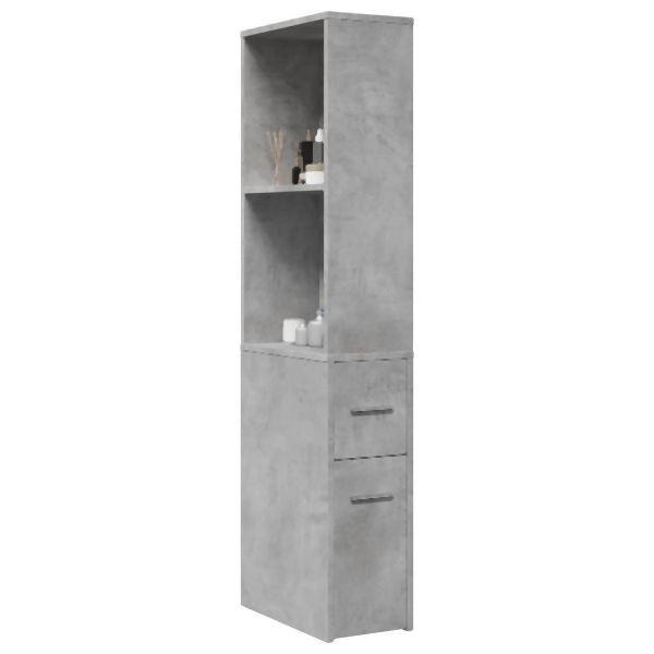 vidaXL Badschrank Schmal mit Rollen Betongrau Holzwerkstoff, 855298