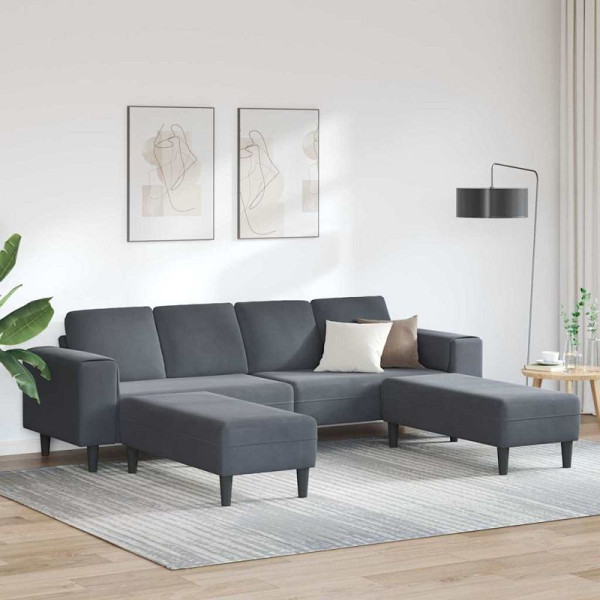vidaXL Sofa Set, 3er Set, Dunkelgrau Samt, 3335123, 8721158899965