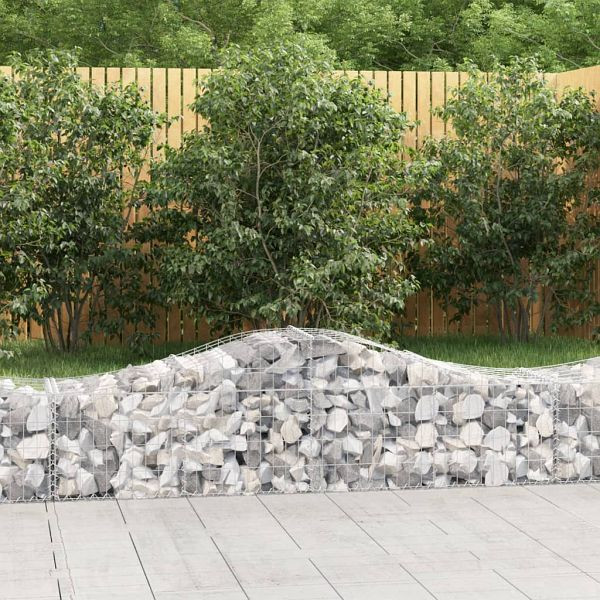 vidaXL Gabionen mit Hochbogen 40 Stück 200x50x40/60 cm Verzinktes Eisen, 3145595