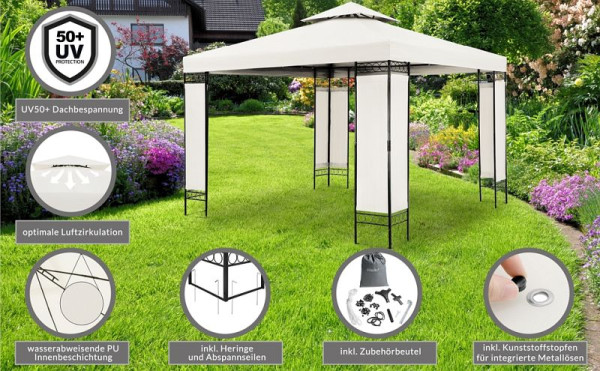 casaria Pavillon Lorca Creme 3x3m UV-Schutz 50+, 108720
