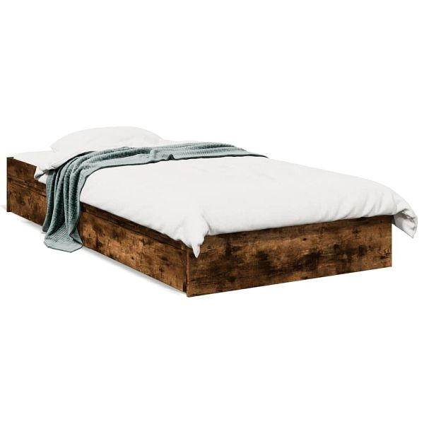 vidaXL Bettgestell mit Schubladen Räuchereiche 75x190 cm Holzwerkstoff, 3280717
