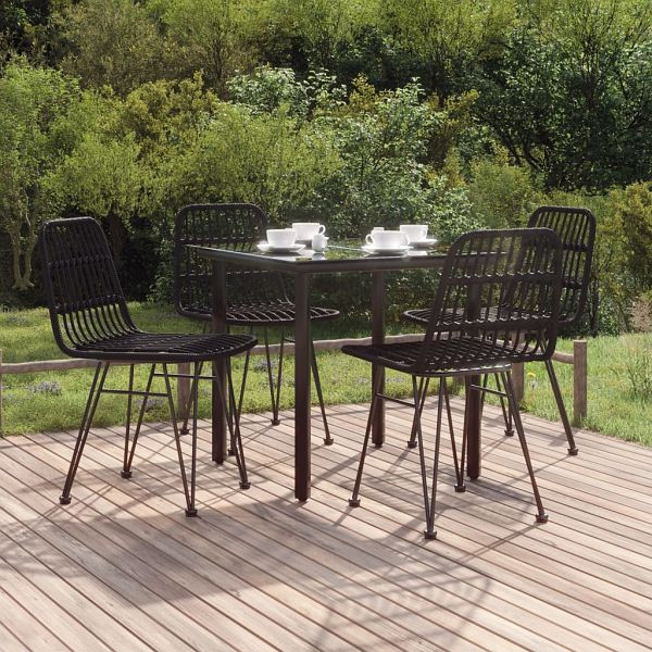 vidaXL 5-teilig Garten-Essgruppe Schwarz Poly Rattan, 3157895