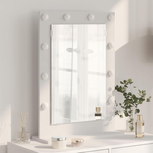 vidaXL Waschtischspiegel Weiß 70 x 50 x 18 cm Glas und furniertes Holz, 868333
