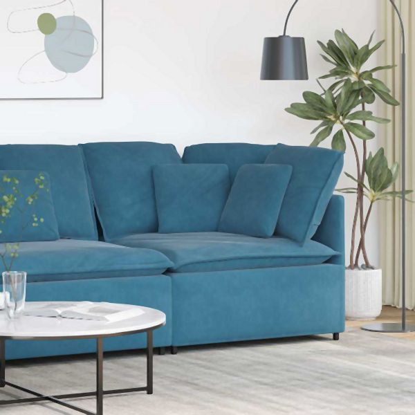 vidaXL Modulares Sofa Eckmodul mit Kissen Blau 100 cm, 4104458