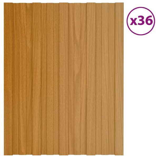 vidaXL Dachpaneele 36 Stück Verzinkter Stahl Holzoptik Hell 60x45 cm, 317196