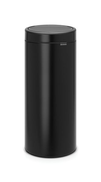 Brabantia Mülleimer Touch Bin New 30 Liter mit Kunststoffeinsatz Matt schwarz / Deckel Matt schwarz, 115301