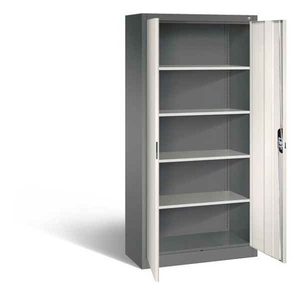 C+P Büroschrank Acurado, H1950xB930xT400mm, Farbe: Vulkangrau / Perlweiß, Muldengriff, 5 OH, 9260-000 S11730