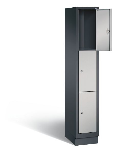 C+P Schließfachschrank Evolo, H1800xB320xT500mm, Farbe: Schwarzgrau / Weißaluminium, 48020-103 S10112