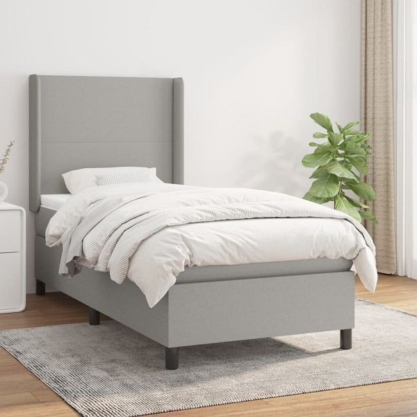 vidaXL Boxspringbett mit Matratze Hellgrau 80x200 cm Stoff, 3131225