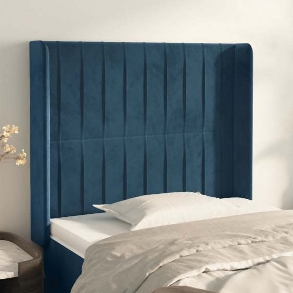 vidaXL Kopfteil mit Ohren Dunkelblau 103x16x118/128 cm Samt, 3119864