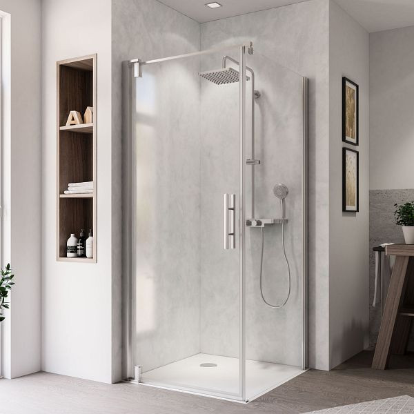 Breuer Europa Design Drehtür alu chromeffekt Klarglas mit CER Anschlag links 900 mm, für Seitenwand Typ 1259, 1258005101004