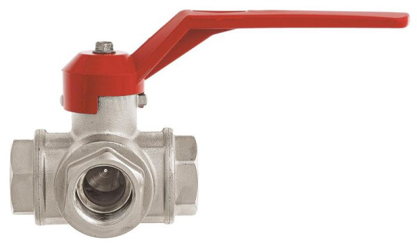 GEKA Dreiwege-Kugelhahn "Form L", 3 x IG G 1/4" MS Ni, VE: 4 Stück, 65.4514