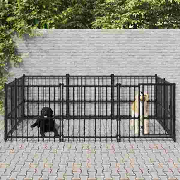 vidaXL Outdoor-Hundezwinger Stahl 5,63 m², Schwarz, 3124599
