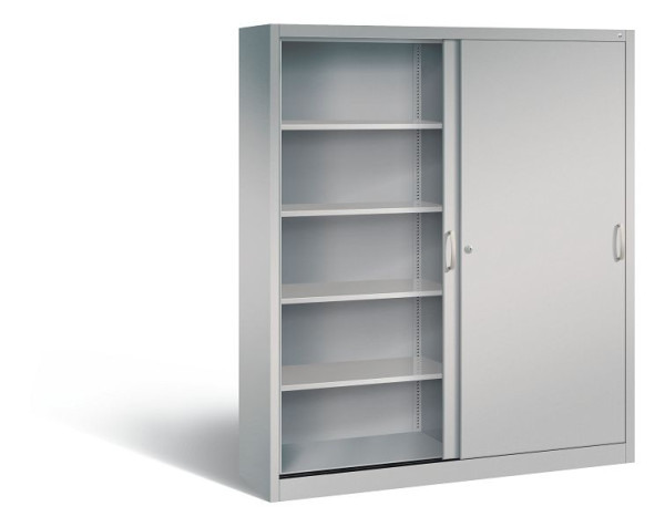 C+P Schiebetürenschrank Acurado, H1950xB1600xT400mm, Farbe: Weißaluminium, Bügelgriff, 5 OH, 2140-00 S10111