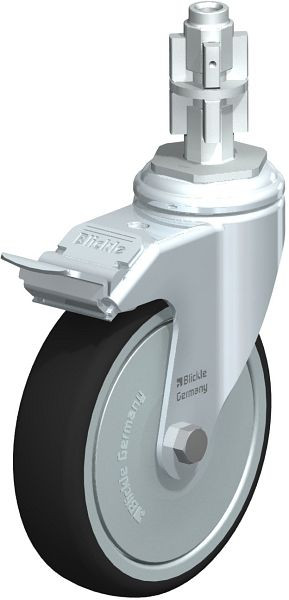 Blickle LKRA-PATH 126K-11-FI-FK-E14 Apparate-Lenkrolle mit Expander & Feststeller, Thermoplastisches Polyurethan, Grau, 848884
