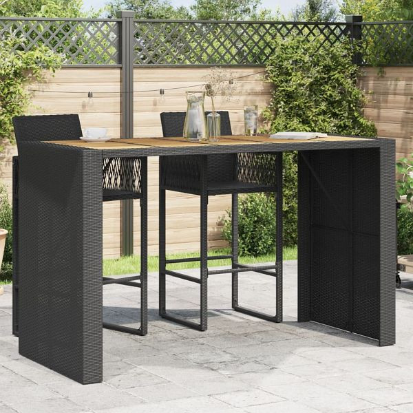 vidaXL Gartentisch mit Holzplatte Schwarz 185x80x110 cm Poly Rattan, 368700