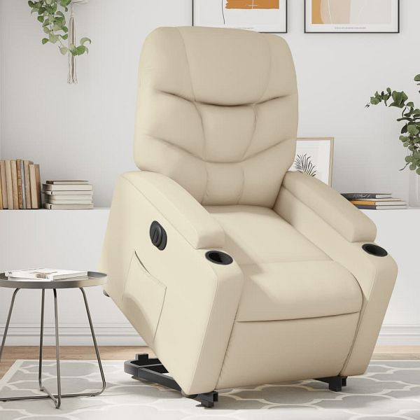 vidaXL Relaxsessel mit Aufstehhilfe Elektrisch Creme Kunstleder, 3204673