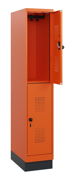 C+P Doppelstöckiger Spind Evolo PLUS, Sockel, 2 Fächer, 1630x300x500mm, 2004/200, Drehriegel, 0493205-10 S10030