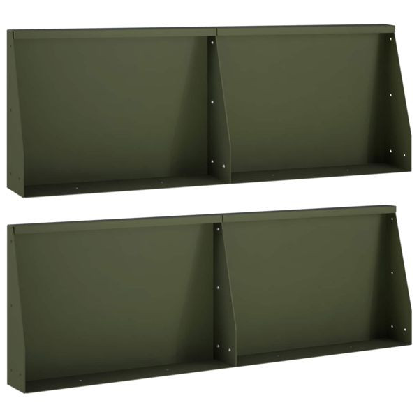 vidaXL Stützmauer 4-teilig 60 x 12 x 40 cm Stahl Olivgrün, 3449082