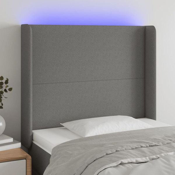 vidaXL LED Kopfteil Dunkelgrau 103x16x118/128 cm Stoff, 3123759