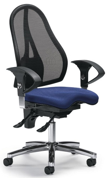 Deskin Bürodrehstuhl SITNESS 40 NET inkl. Armlehnen, Fußkreuz Stahl verchromt, Bezug Stoff Basic G, Farbe blau, 258256