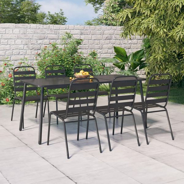 vidaXL 7-tlg. Garten-Essgruppe Anthrazit Stahl, 3187993