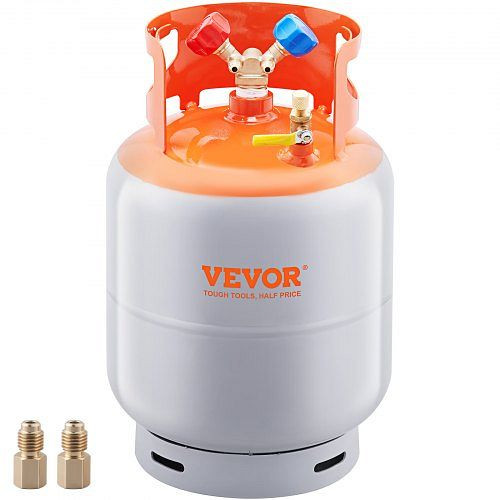 VEVOR Kältemittel-Ausgleichsbehälter, 50 Pfund, 400-psi-Zylindertank, Y-Ventil für R22/R134A/R410A, Orange+Grau, LMHSGWFDK501495VYV0