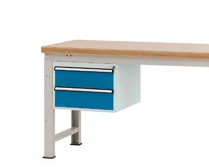 Manuflex Gehäuse-Unterbau PROFI, Nutzhöhe 300 mm mit 2 Schubfächern, für Werkbanktiefe 700 mm, lichtgrau/brillantblau, ZB4531.0002