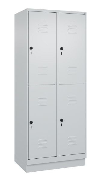 C+P Doppelstöckiger Spind Classic PLUS, Sockel, 2 Abteile, 1950x800x500mm, 7035/7035, 080320-22 S10009