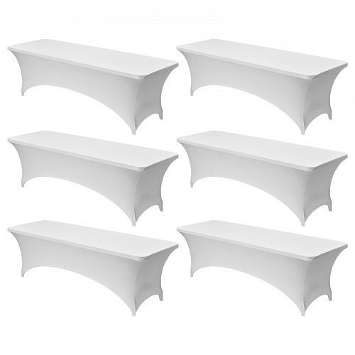 VEVOR Stretch Spandex Tischdecke für 244 cm rechteckige Tische, waschbar & knitterfrei, für Partys/Hochzeiten, Weiß, DLZZ8FT6PCSBZA0UW001V0