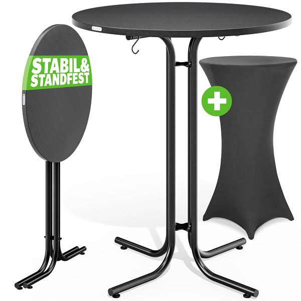 casaria Stehtisch Grau 110x70cm + Husse Grau Ø70cm, 997450