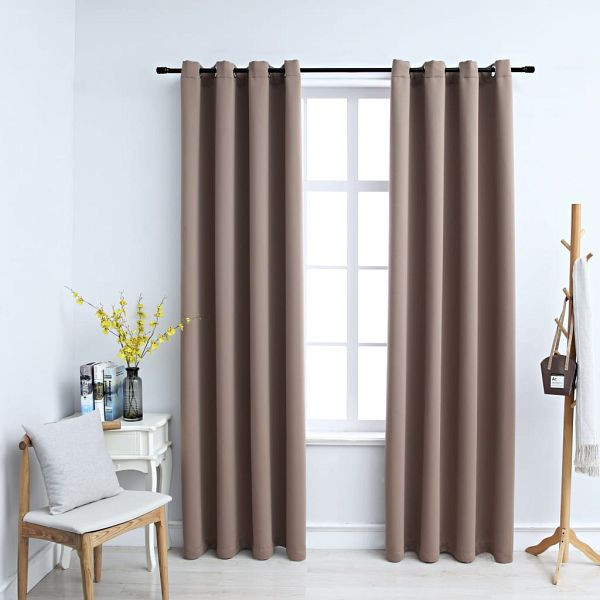 vidaXL Verdunkelungsvorhänge mit Metallösen 2 Stück Taupe 140x175 cm, 134434
