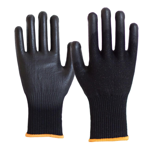 NITRAS CUT F, Schnittschutzhandschuhe, schwarz, PU-Beschichtung, teilbeschichtet auf Innenhand und Fingerkuppen, schwarz, Größe: 7, VE: 100 Paar, 6806-7