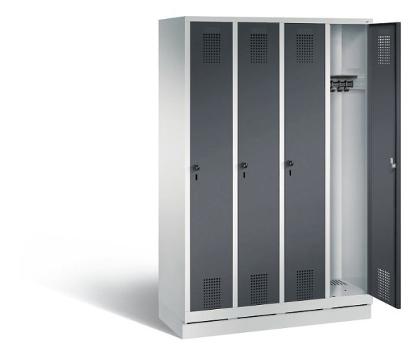 C+P Garderobenschrank Evolo, H1800xB1190xT500mm, Farbe: Lichtgrau / Schwarzgrau, 48020-40 S10132