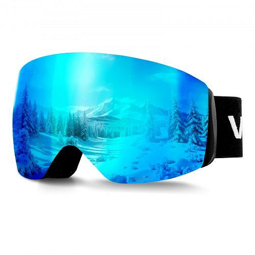 VEVOR Rahmenlose Skibrille, sphärische Linse blaue Revo-Beschichtung, OTG Anti-Beschlag, geeignet für Skifahren, Snowboarden, HXJWKHSBDCXJJ6G6G001V0