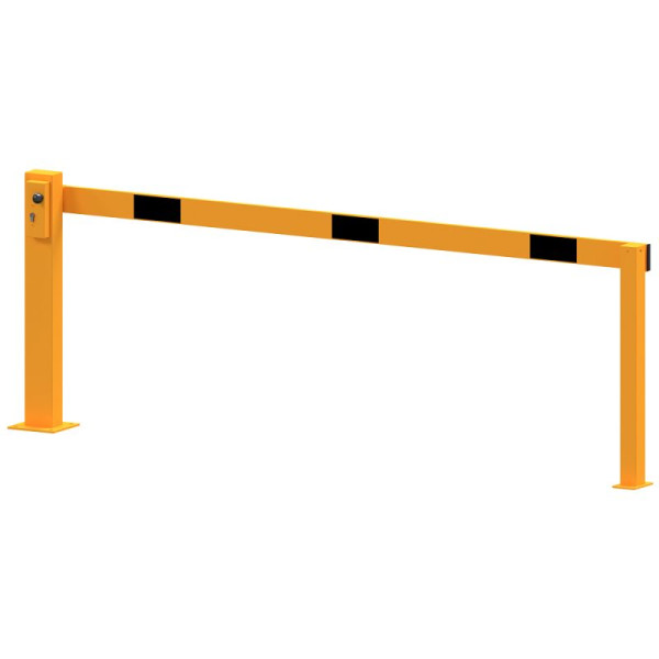 Stein HGS Kompakte Handschranke mit festem Auflagepfosten, Profilzylinder, gelb / schwarz, 2500 mm, 63697.0018